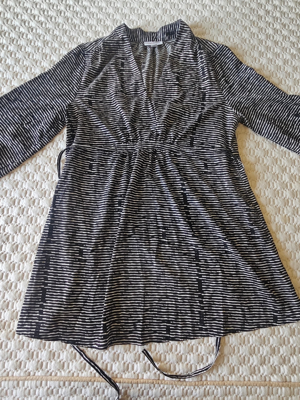 Liz Lange Black and White Striped Maternity Wrap Top